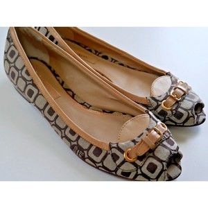 Liz & Co Angela Peep Toe Women's Brown/Tan Flats - Size 6.5 M